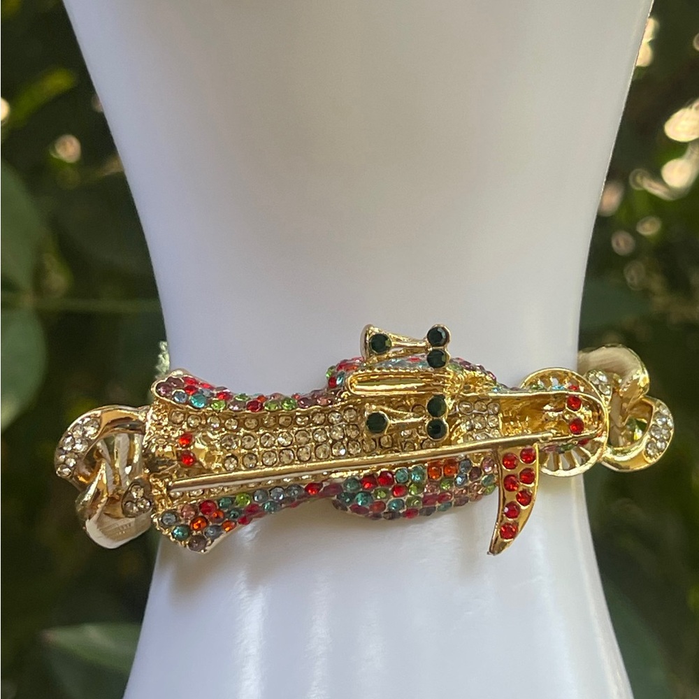 Grim Reaper Bracelet Full of Stones Luxurious GOLD PLATED/pulsera Santa Muerte